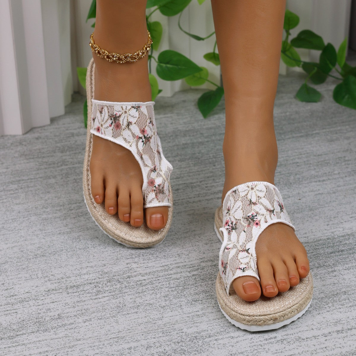 Flower Toe Post Flat Sandals Trendsi