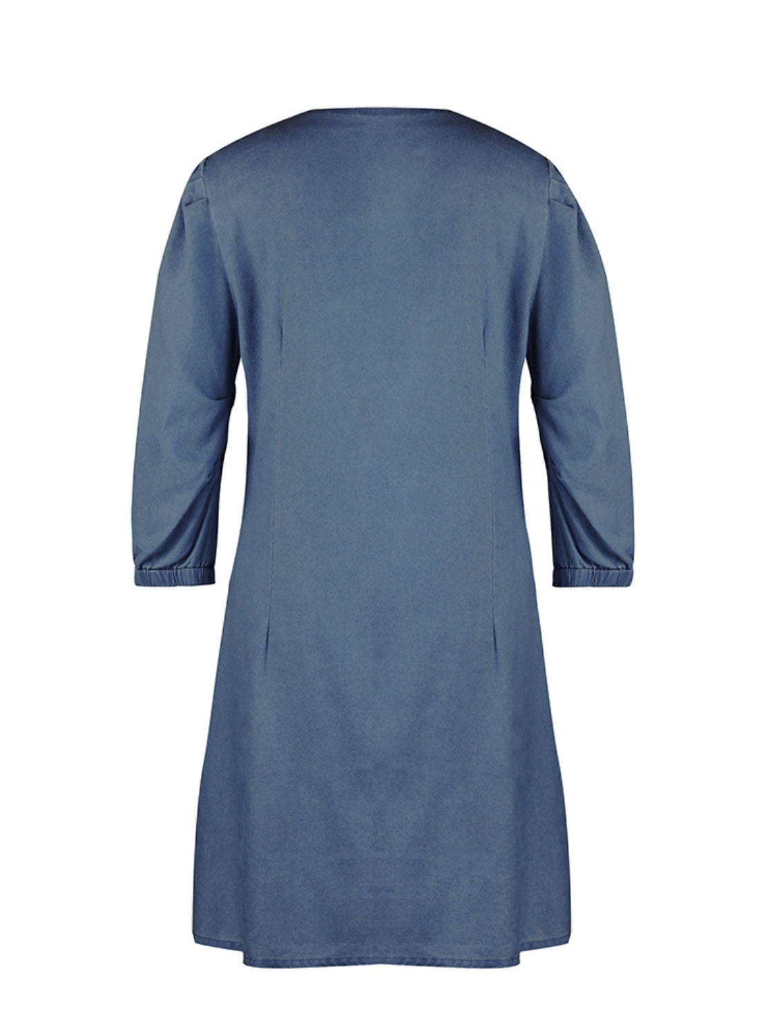 Full Size V-Neck Half Sleeve Denim Dress Trendsi