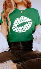 Shamrock Print Kiss St Patricks Graphic Tee Kissed Apparel