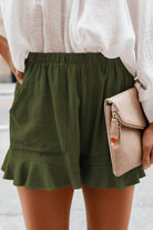 Full Size Ruffled Elastic Waist Shorts Trendsi