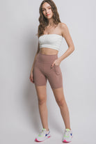 Love Tree High Waist Seam Detail Active Shorts Trendsi