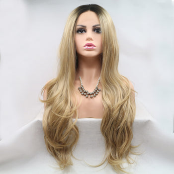 13*3" Lace Front Wigs Synthetic Long Wavy 24" 130% Density Trendsi