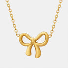 Gold-Plated Titanium Steel Bow Pendant Necklace Trendsi