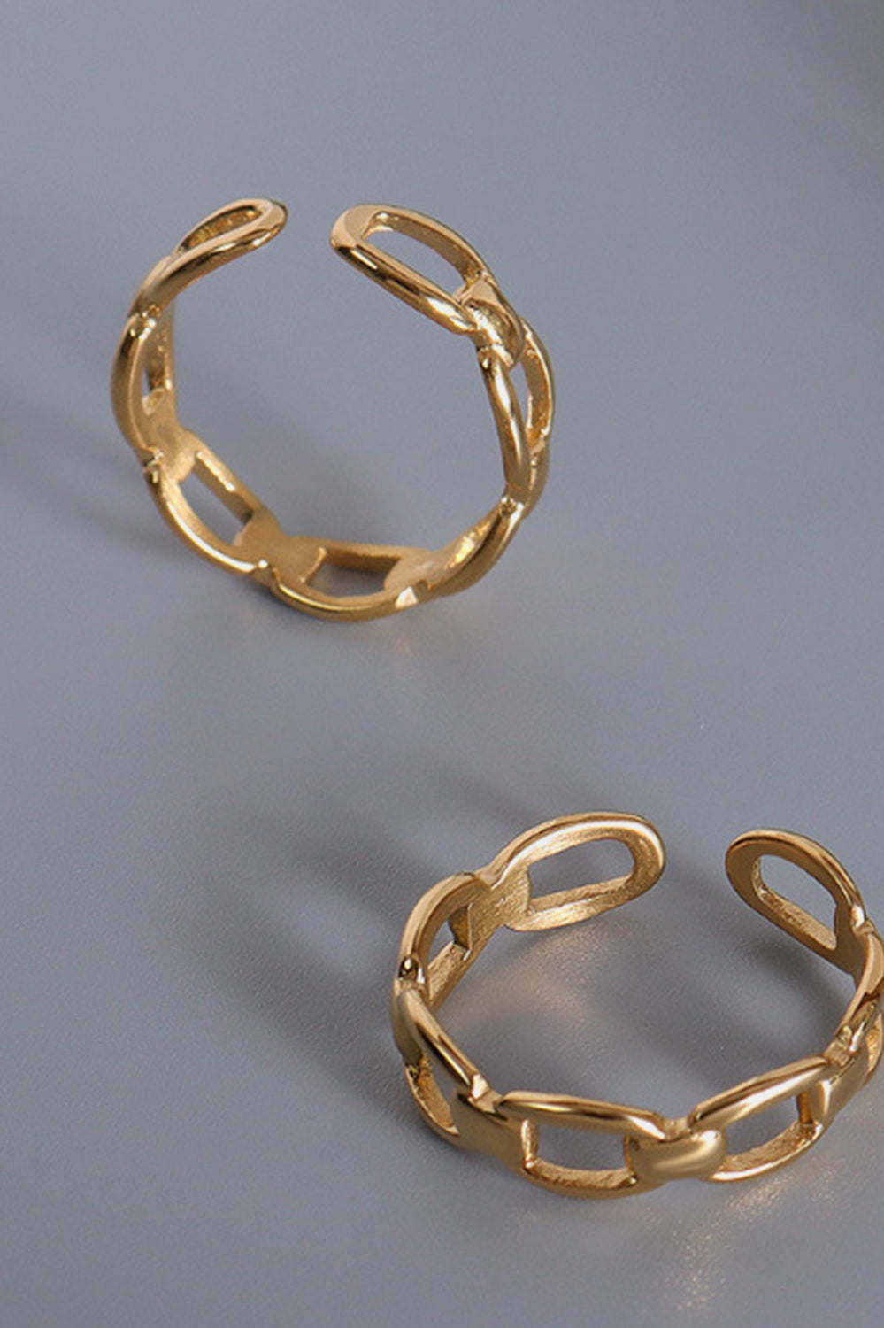 Titanium Steel Gold-Plated Adjustable Ring Trendsi