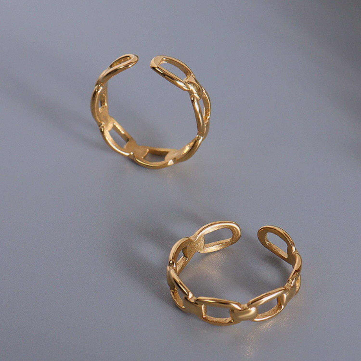 Titanium Steel Gold-Plated Adjustable Ring Trendsi