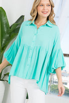 SOLID BUTTON DOWN BLOUSE e Luna