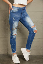 Baeful Easter Distressed Frayed Hem Jeans Trendsi