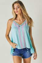 Printed Sleeveless Ruffle Tank Top Davi & Dani