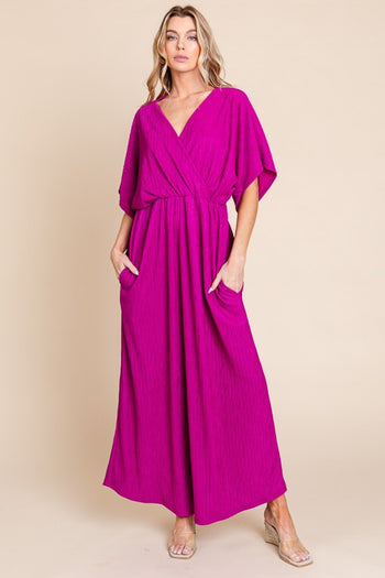 BOMBOM Surplice Maxi Dress with Pockets Trendsi