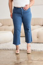 RFM Full Size Tummy Control High Waist Raw Hem Jeans Trendsi