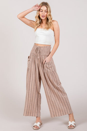 SAGE + FIG Cotton Gauze Wash Stripe Pants Trendsi