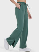 Slit Wide Leg Active Pants Trendsi