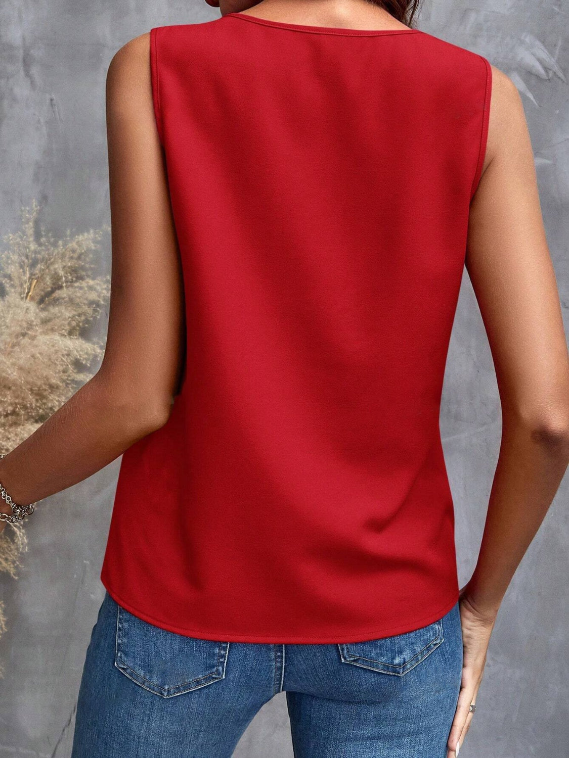 Ruffled V-Neck Tank Trendsi