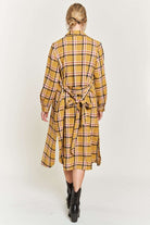 PLAID PRINT COLLAR LONG SHIRT DRESS PLUS Jade By Jane