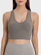 Scoop Neck Wide Strap Active Tank Trendsi