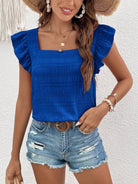 Ruffled Square Neck Cap Sleeve Blouse Trendsi