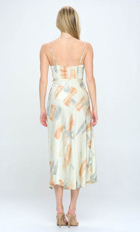 Paint Stroke Midi Slip Dress One and Only Collective Inc