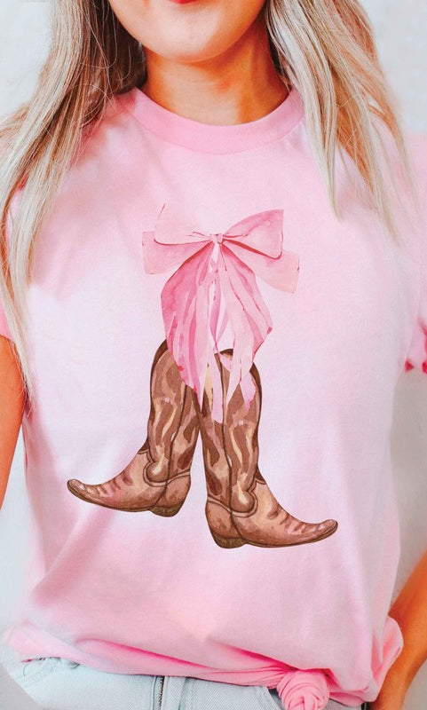 COWGIRL BOOTS BOW Graphic T-Shirt A. BLUSH CO.