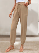 Tied Elastic Waist Pants with Pockets Trendsi
