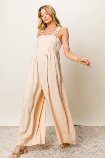 BiBi Texture Sleeveless Wide Leg Jumpsuit Trendsi