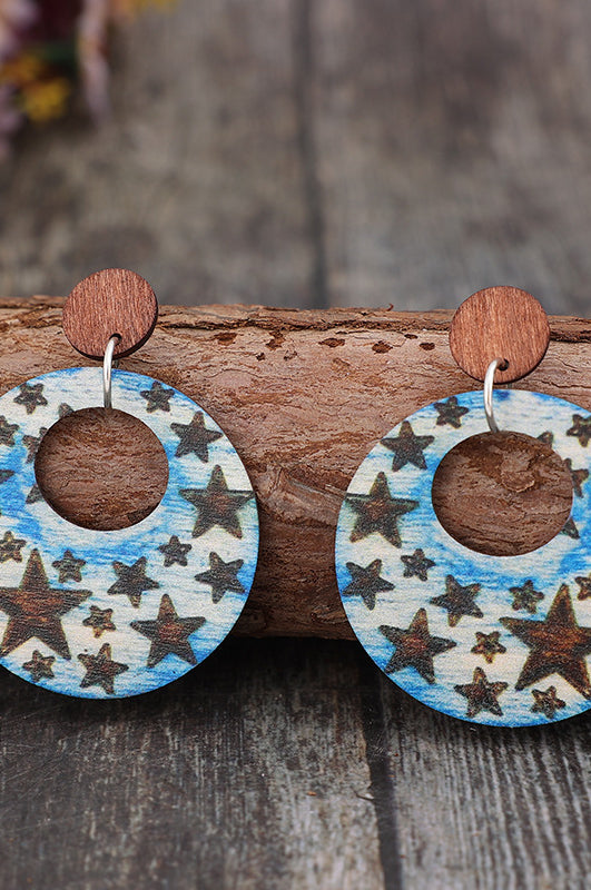 Cutout Star Print Wooden Dangle Earrings Trendsi