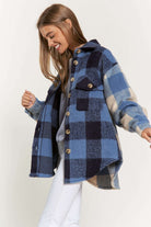 Plaid Chest Pocket Detail Shacket Davi & Dani