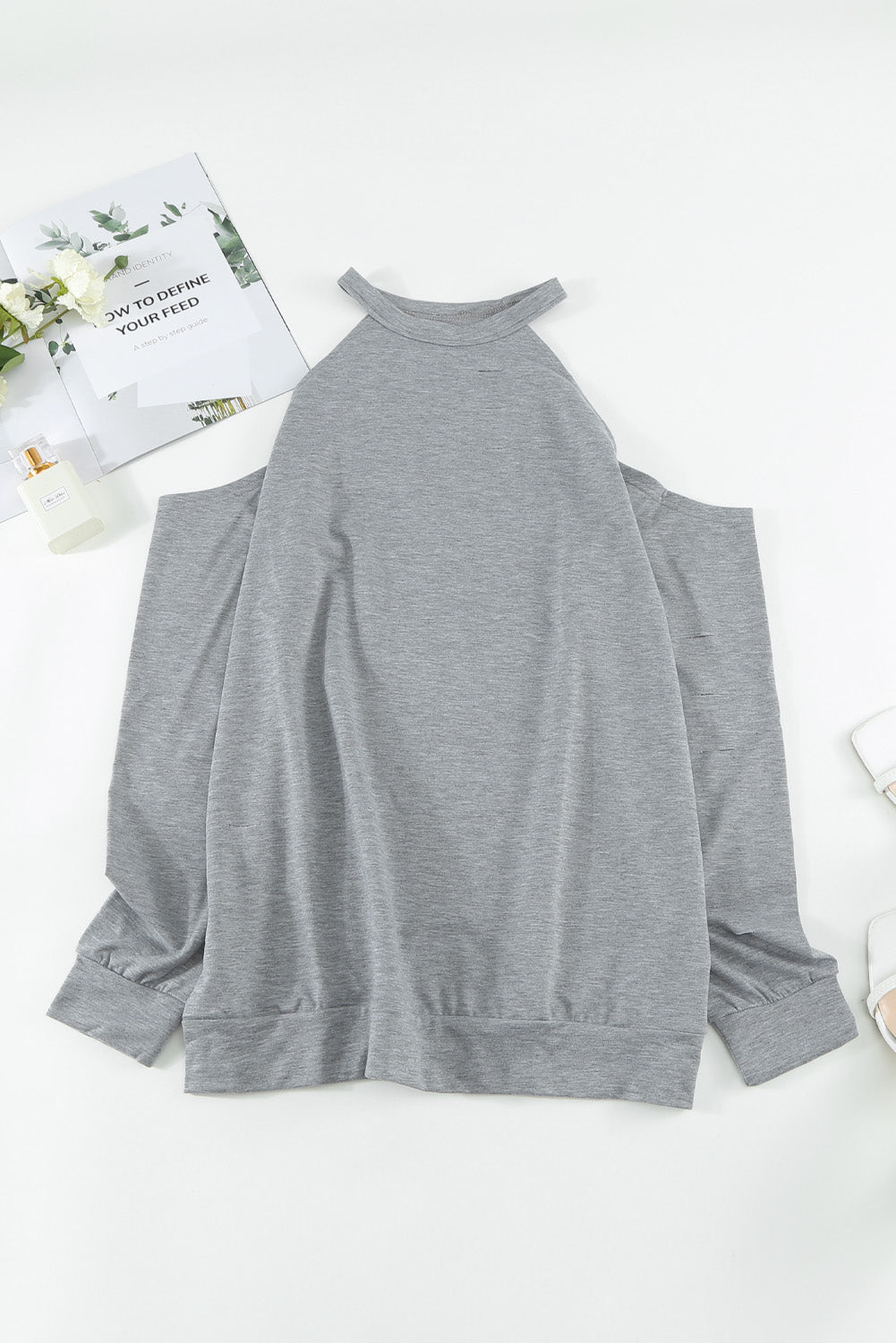 Cold Shoulder Long Sleeve Sweatshirt Trendsi