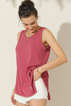 Ninexis Round Neck Button Side Tank Trendsi