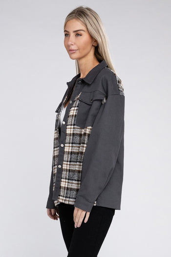 Plaid Patchwork Pockets Jacket Nuvi Apparel