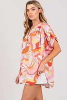 SAGE + FIG Abstract Print Half Button Blouse Trendsi