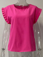 Ruffled Round Neck Cap Sleeve Blouse Trendsi