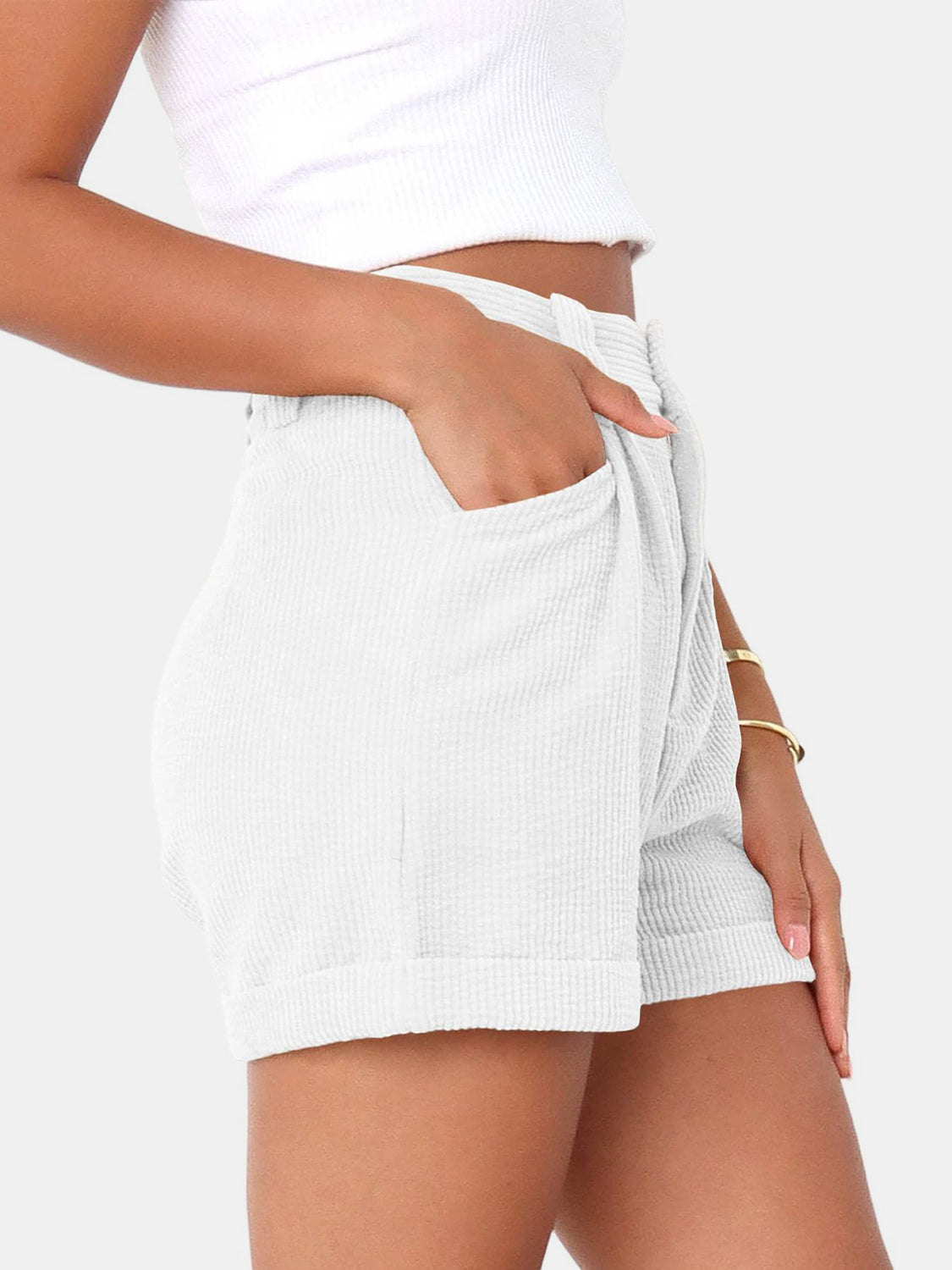 Full Size High Waist Shorts with Pockets Trendsi