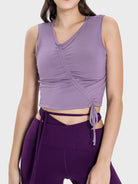 Drawstring Ruched Wide Strap Active Tank Trendsi