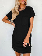 Round Neck Short Sleeve Mini Dress Trendsi