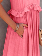 Ruffled Sleeveless Maxi Dress with Pockets Trendsi