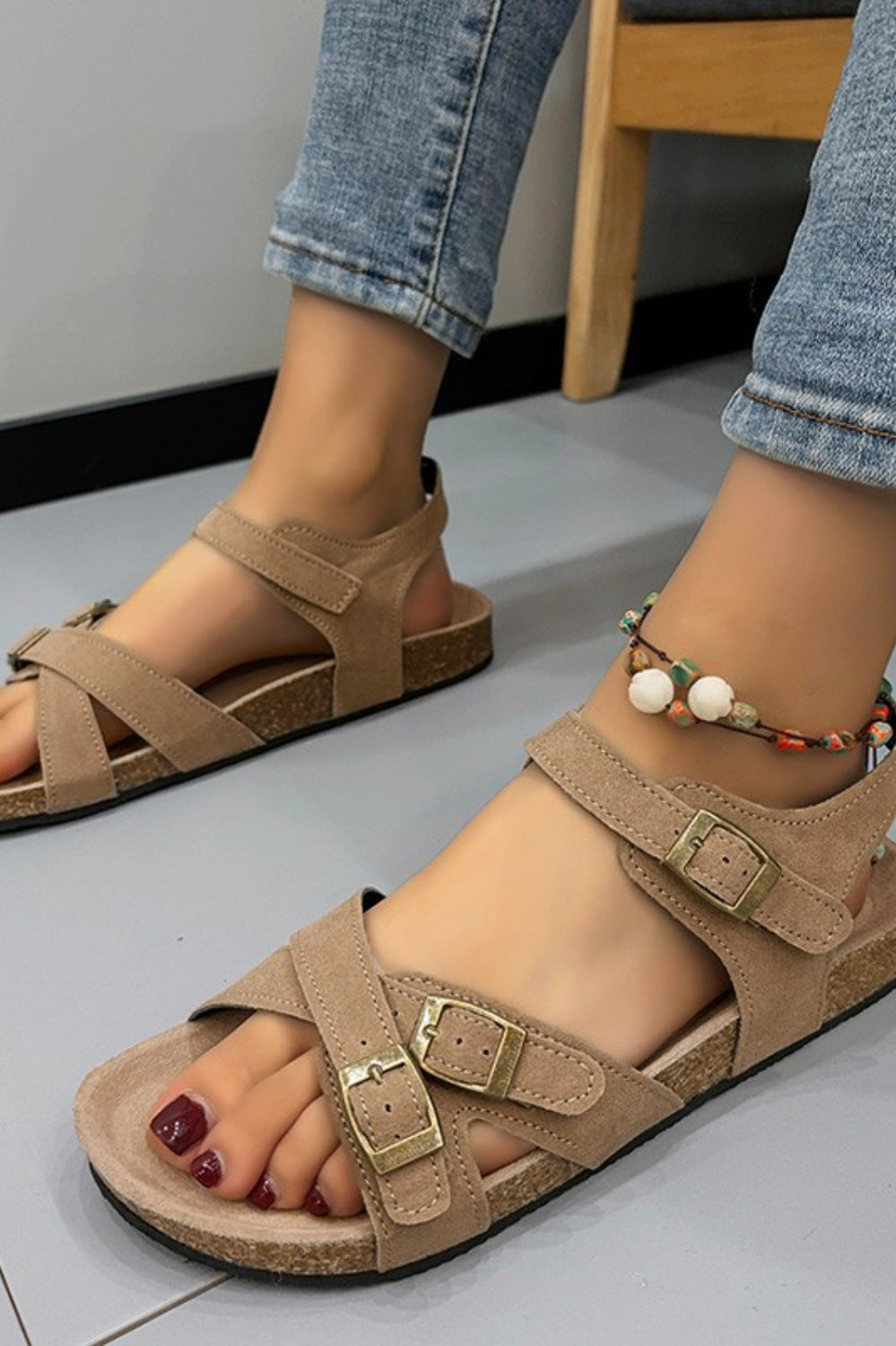 Open Toe Flat Buckle Sandals Trendsi