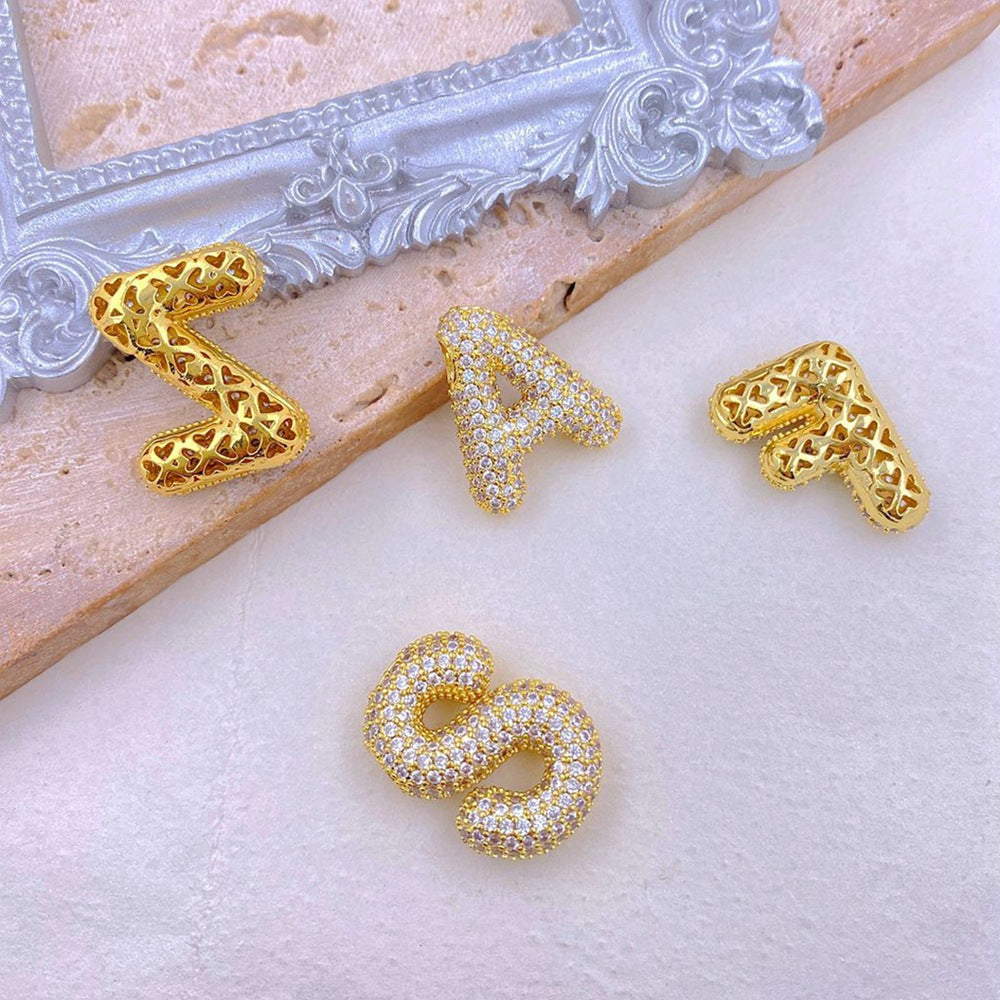 Gold-Plated Inlaid Zircon Letter Necklace Trendsi