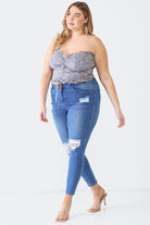 Zenobia Plus Size Drawstring Smocked Floral Tube Top Zenobia