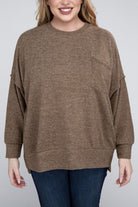 Plus Brushed Melange Drop Shoulder Sweater ZENANA