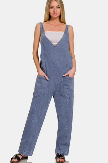 Zenana Pocketed Wide Strap Jumpsuit Trendsi