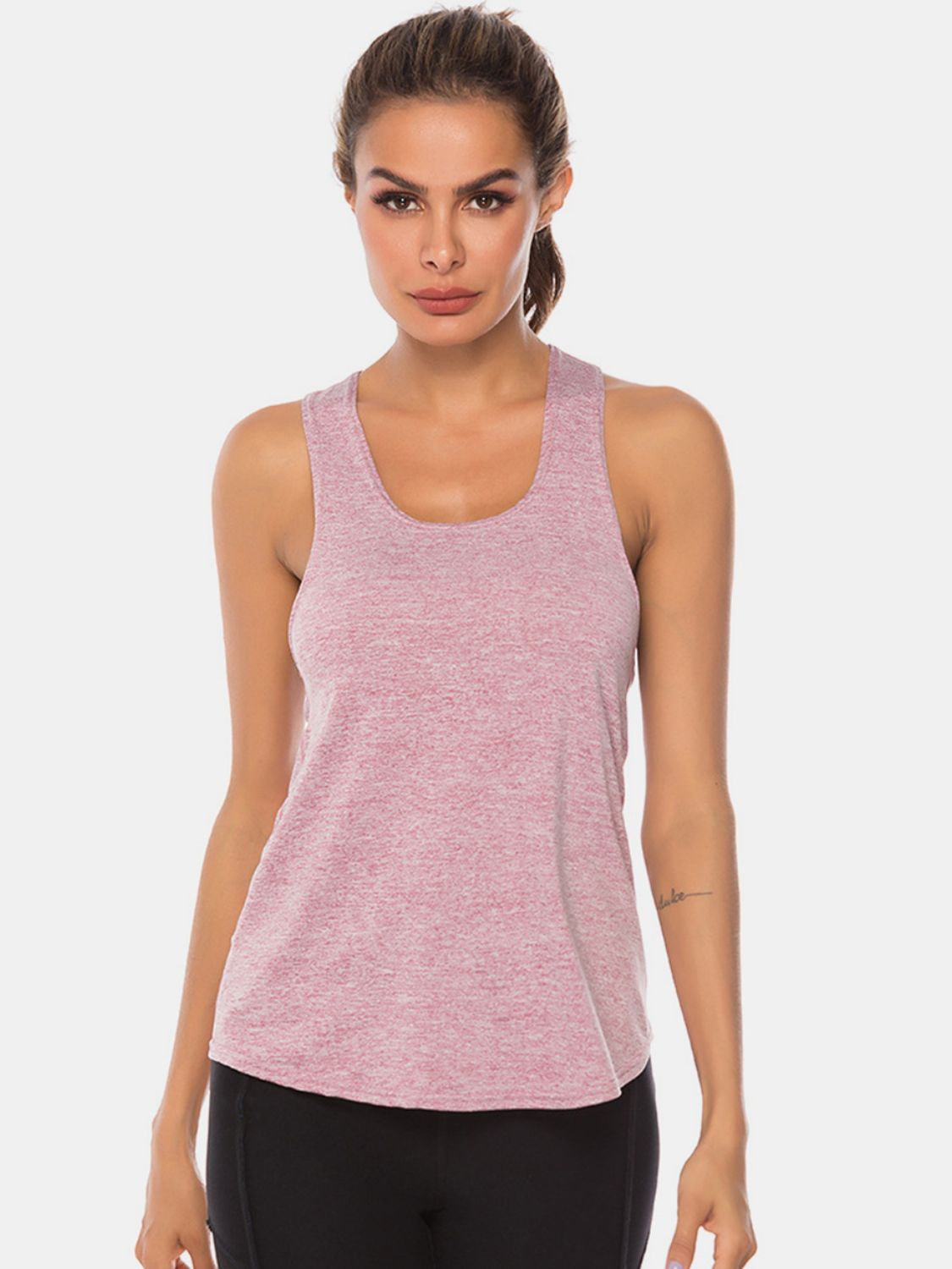 Full Size Scoop Neck Wide Strap Active Tank Trendsi