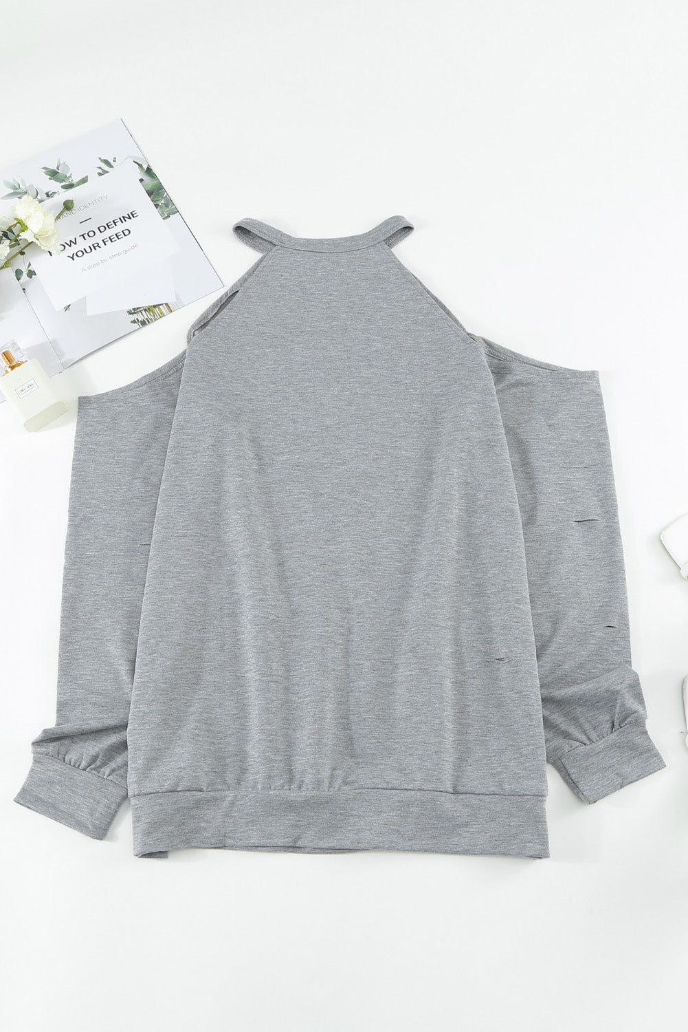 Cold Shoulder Long Sleeve Sweatshirt Trendsi