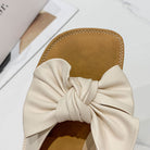 Bow PU Leather Flat Sandals Trendsi