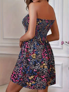 Full Size Smocked Printed Tube Mini Dress Trendsi