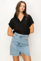 Always a Delight Short Sleeve Linen Top HYFVE