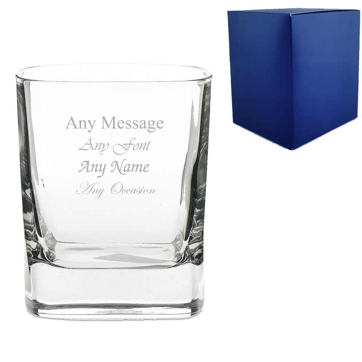 Engraved 290ml Double Old Fashioned Square Whisky Tumbler Gifts Finder