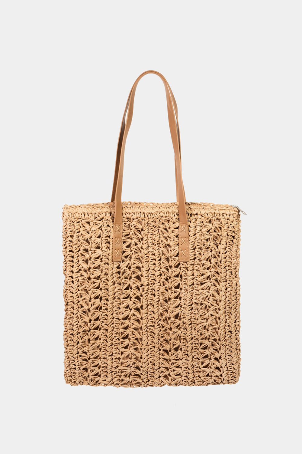 Fame Straw Braided Tote Bag Trendsi