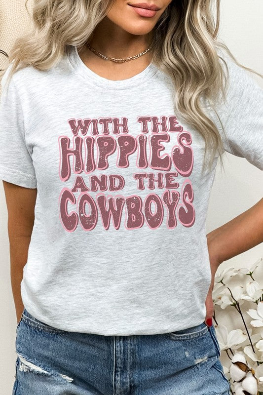 With The Hippies And The Cowboys Graphic Tee Kissed Apparel