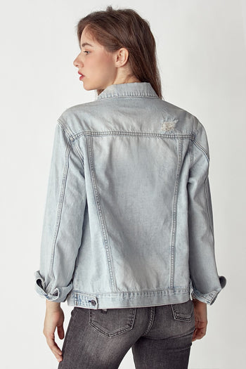 RISEN Distressed Button Up Jacket Trendsi