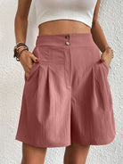 Pocketed Half Elastic Waist Shorts Trendsi